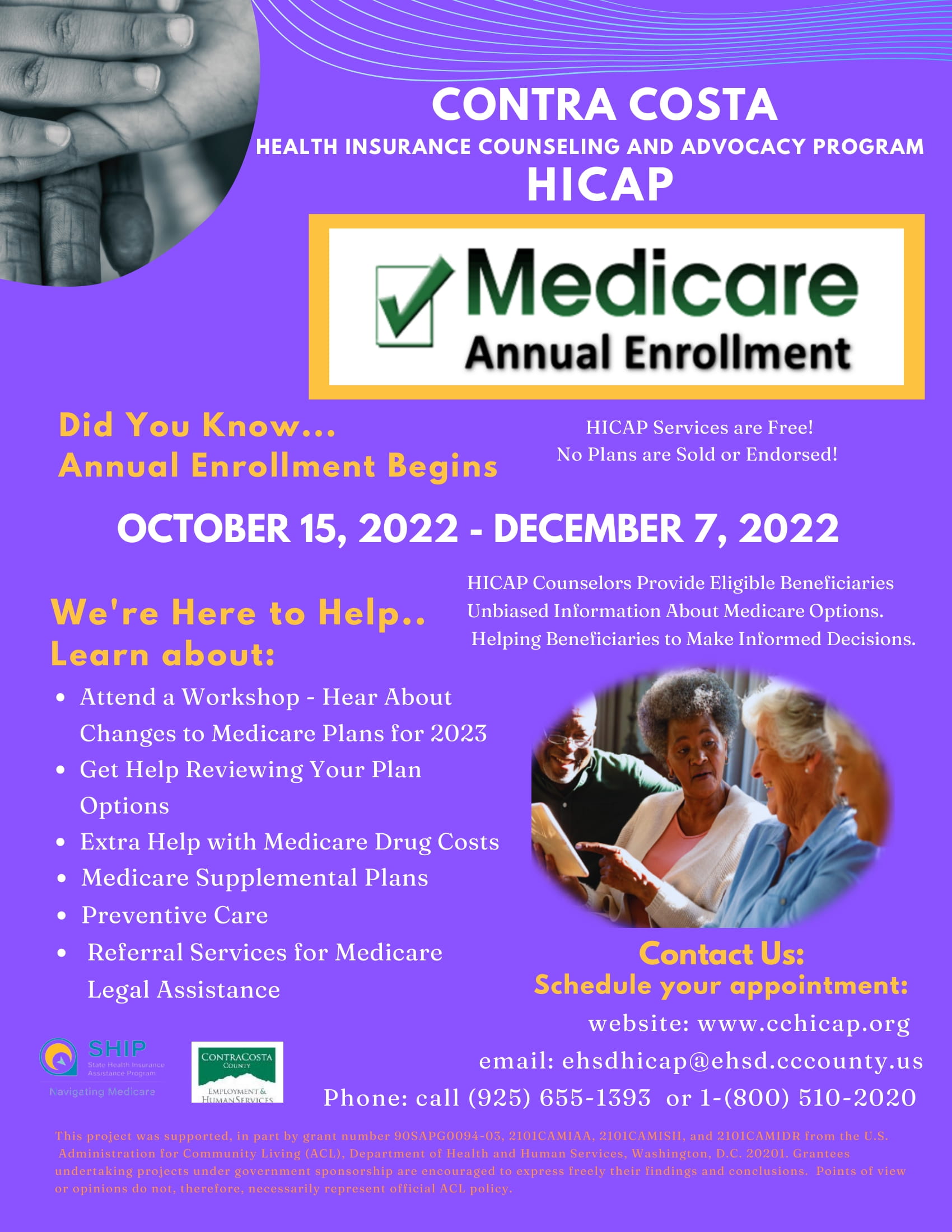 XXAnnual Enrollment Period Announcement Contra Costa County HICAP